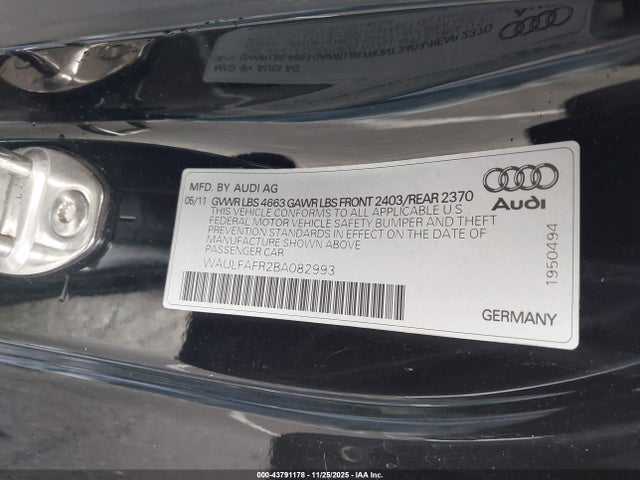 2011 AUDI A5 WAULFAFR2BA082993 Photo 8