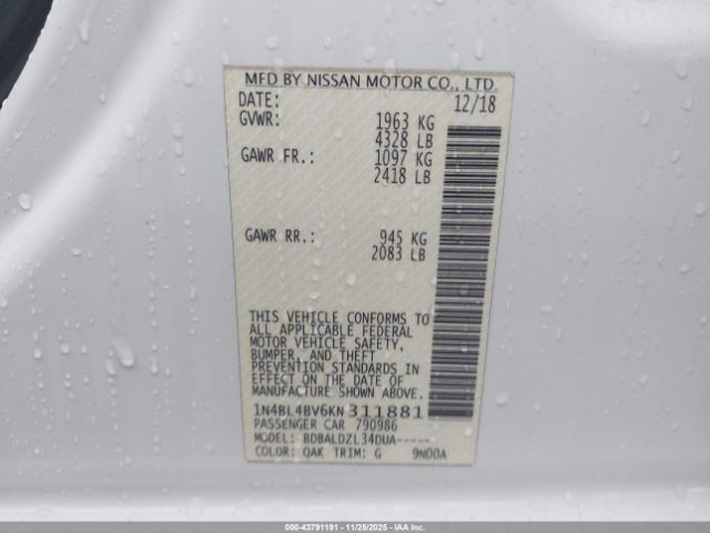 2019 NISSAN ALTIMA 1N4BL4BV6KN311881 Photo 8