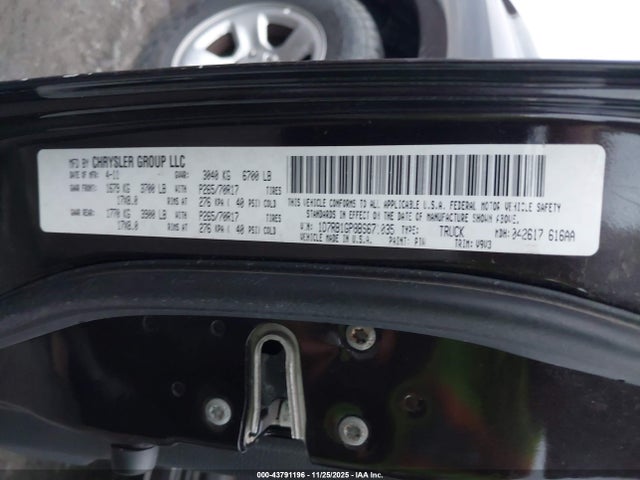 Продаж на аукціоні авто 2011 Ram Ram 1500 St, vin: 1D7RB1GP8BS671035, номер лоту: 43791196