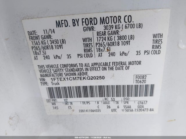 1FTEX1CM7EKG20250 Ford F-150 Stx