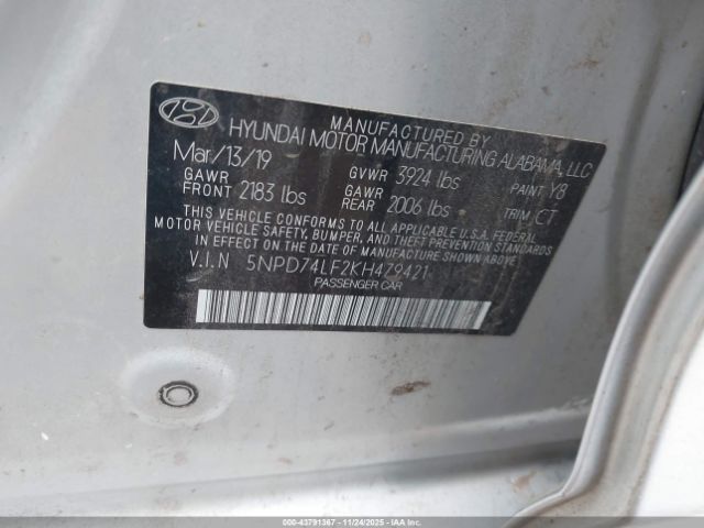 2019 HYUNDAI ELANTRA 5NPD74LF2KH479421 Photo 8