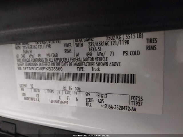1FTNR1CV0FKB28860 Ford Transit