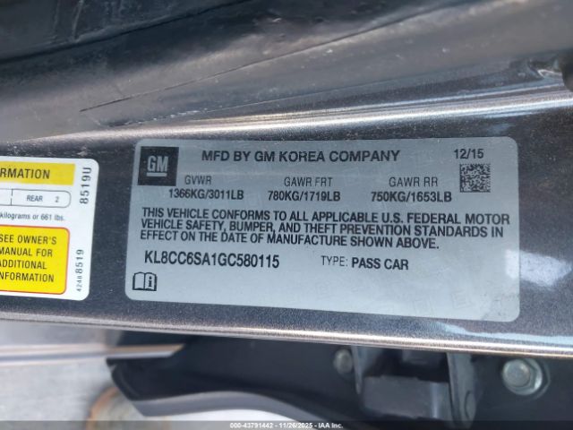 2016 CHEVROLET SPARK KL8CC6SA1GC580115 Photo 8