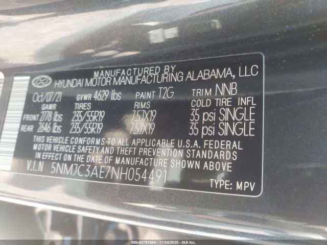 2022 HYUNDAI TUCSON 5NMJC3AE7NH054491 Photo 8