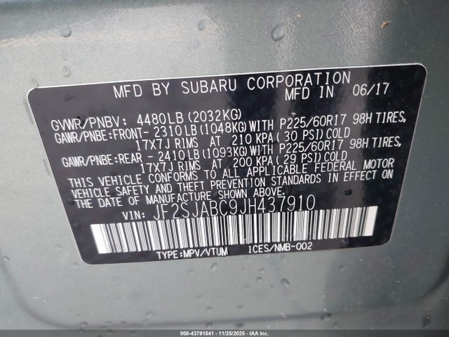 JF2SJABC9JH437910 Subaru Forester 2.5i