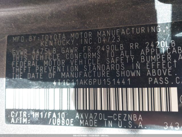 2023 TOYOTA CAMRY 4T1C11AK6PU151441 Photo 8