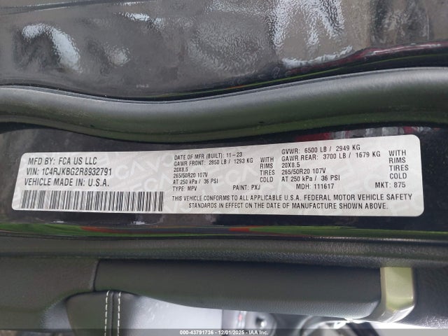 43791736 :رقم المزاد ، 1C4RJKBG2R8932791 vin ، 2024 Jeep Grand Cherokee L Limited 4x4 مزاد بيع