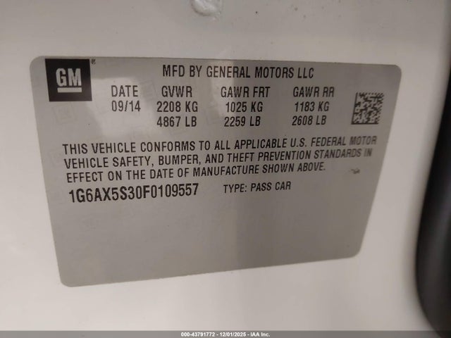 2015 CADILLAC CTS 1G6AX5S30F0109557 Photo 8