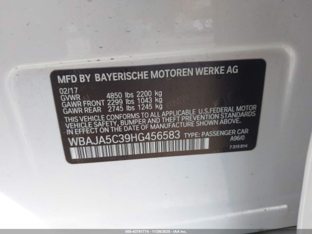 2017 BMW 530I WBAJA5C39HG456583 Photo 8