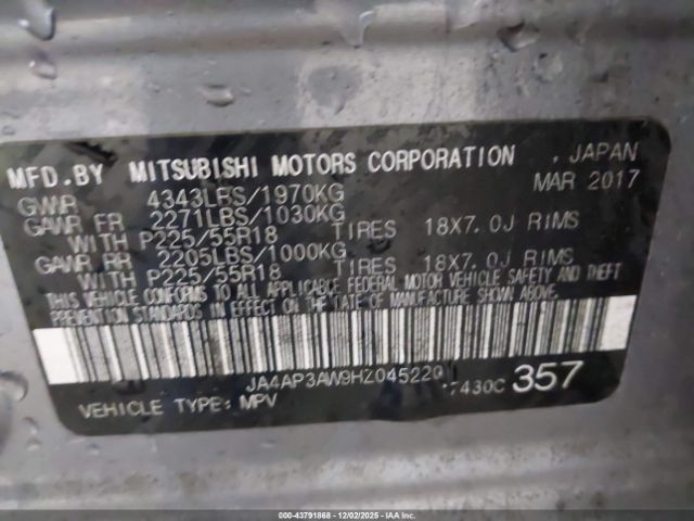 2017 MITSUBISHI OUTLANDER SPORT JA4AP3AW9HZ045220 Photo 8