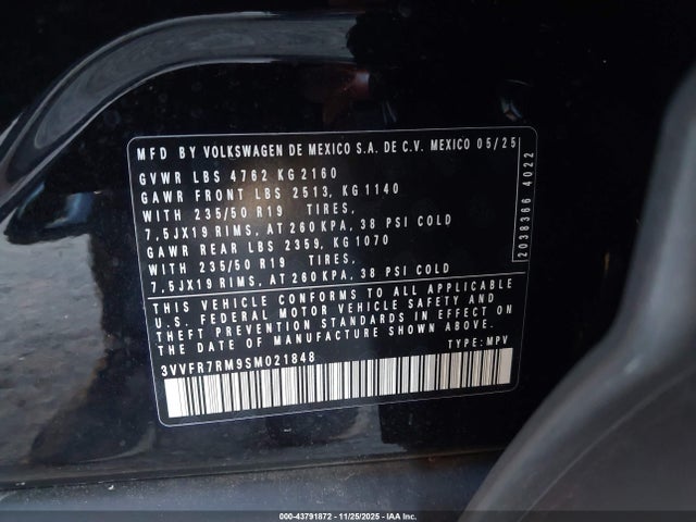 2025 VOLKSWAGEN TIGUAN 3VVFR7RM9SM021848 Photo 8