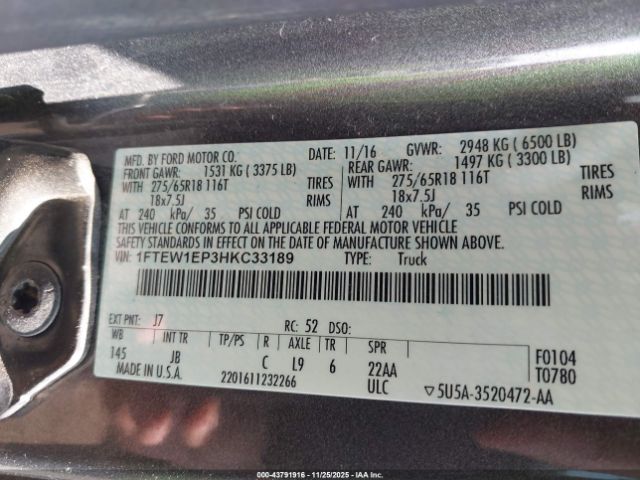 2017 FORD F-150 1FTEW1EP3HKC33189 Photo 8