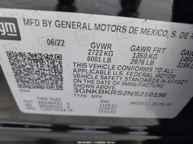 Aukcja sprzedaży 2022 Chevrolet Blazer Awd Rs, vin: 3GNKBKRS2NS210156, numer aukcji: 43792011