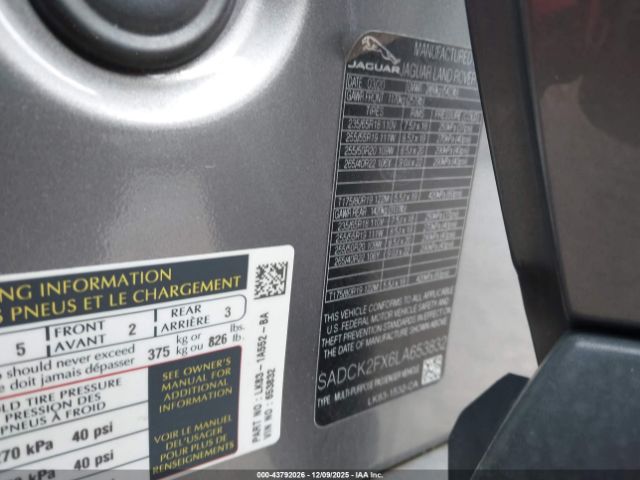 2020 JAGUAR F-PACE SADCK2FX6LA653832 Photo 8