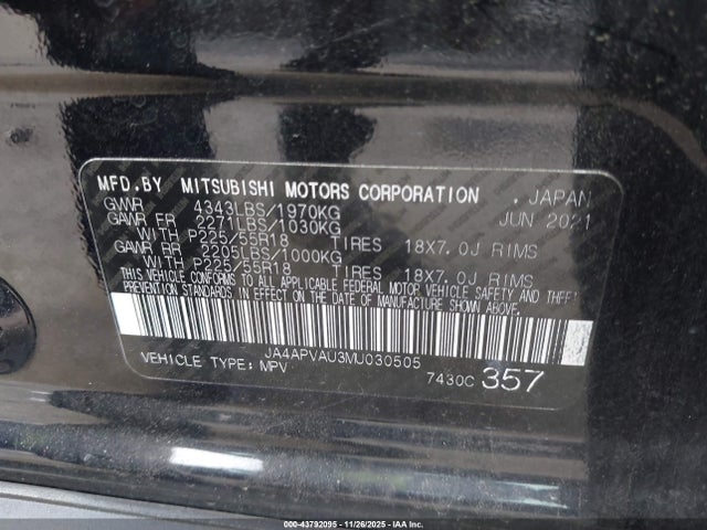 2021 MITSUBISHI OUTLANDER SPORT JA4APVAU3MU030505 Photo 8