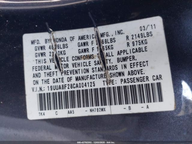 2012 ACURA TL 19UUA8F28CA004125 Photo 8