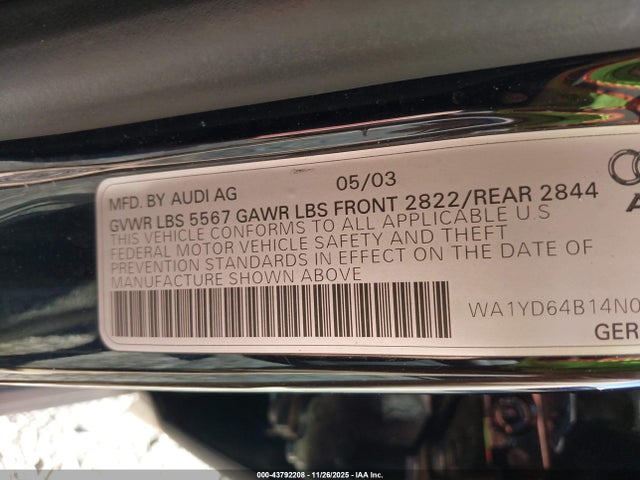 2004 AUDI ALLROAD WA1YD64B14N001540 Photo 8