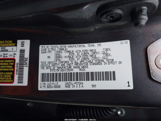 2013 TOYOTA TUNDRA 5TFEY5F18DX135249 Photo 8