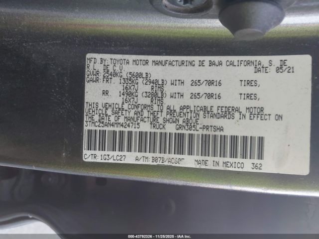 2021 TOYOTA TACOMA 3TMCZ5AN4MM424715 Photo 8