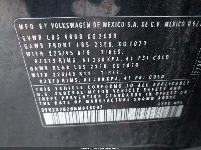 2022 VOLKSWAGEN TAOS 3VV2X7B26NM018097 Photo 8