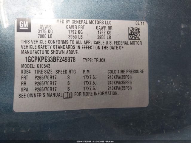 2011 CHEVROLET SILVERADO 1500 1GCPKPE33BF249378 Photo 8