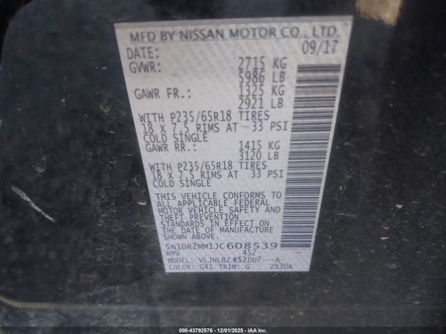2018 NISSAN PATHFINDER 5N1DR2MM1JC608539 Photo 8