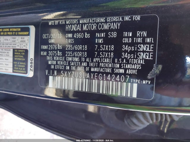 43792602 :رقم المزاد ، 5XYZU3LAXEG142407 vin ، 2014 Hyundai Santa Fe Sport 2.0l Turbo مزاد بيع
