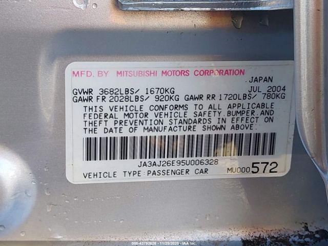 2005 MITSUBISHI LANCER JA3AJ26E95U006328 Photo 8
