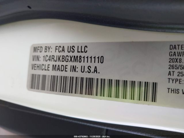 2021 JEEP GRAND CHEROKEE L 1C4RJKBGXM8111110 Photo 8