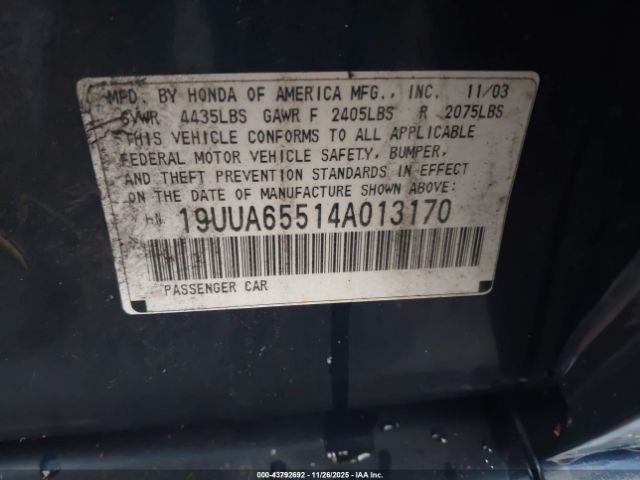 2004 ACURA TL 19UUA65514A013170 Photo 8