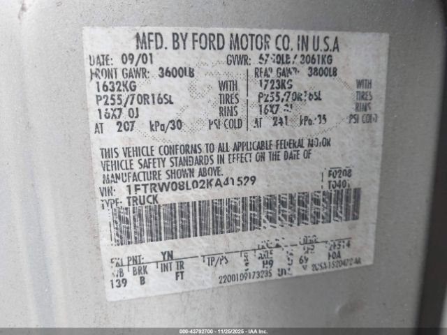 2002 FORD F-150 1FTRW08L02KA41529 Photo 8