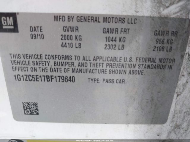 2011 CHEVROLET MALIBU 1G1ZC5E17BF179840 Photo 8