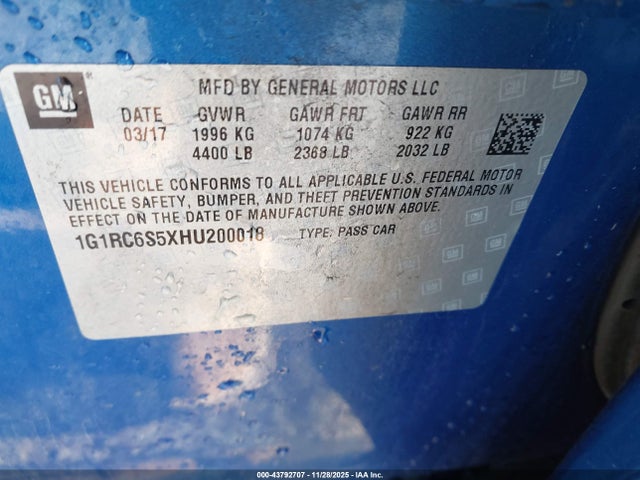 1G1RC6S5XHU200018 Chevrolet VOLT LT