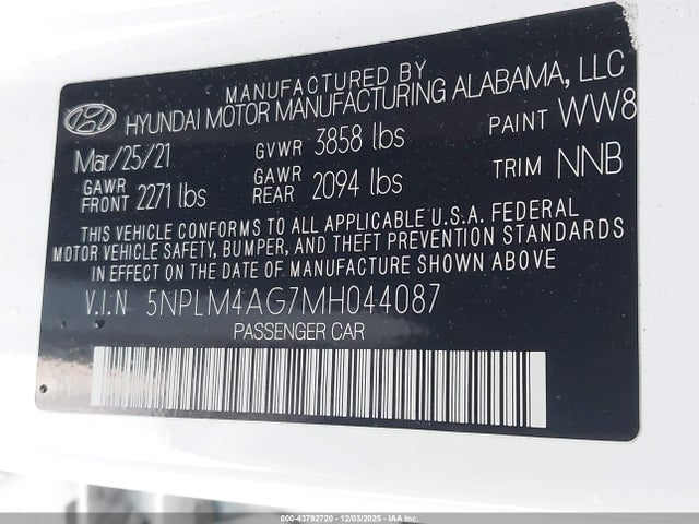 Hyundai ELANTRA SEL 2021 5NPLM4AG7MH044087 Image 9