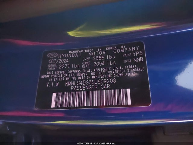 KMHLS4DG3SU909203 Hyundai Elantra Sel Convenience