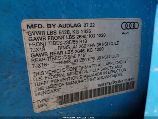 2022 AUDI Q3 WA1EECF33N1149945 Photo 8