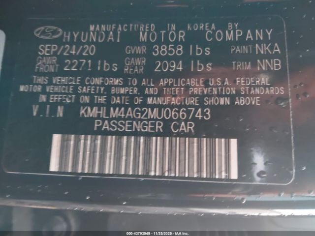 2021 HYUNDAI ELANTRA KMHLM4AG2MU066743 Photo 8