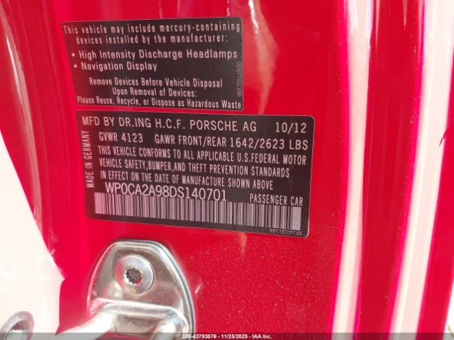 2013 PORSCHE 911 WP0CA2A98DS140701 Photo 8