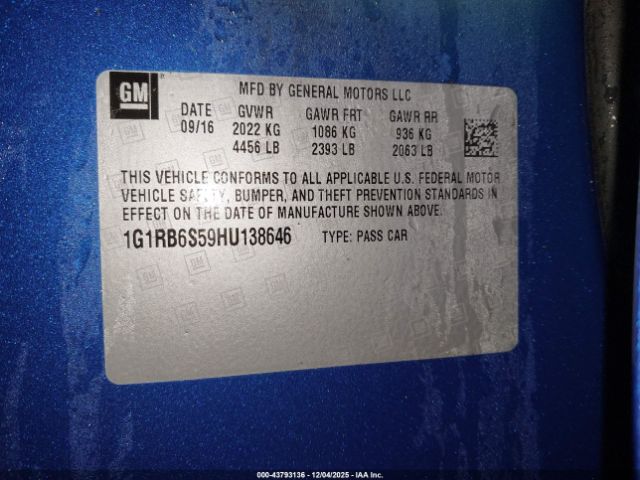 2017 CHEVROLET VOLT 1G1RB6S59HU138646 Photo 8