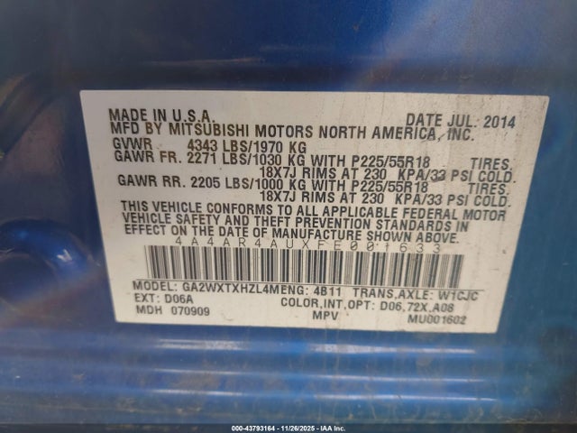 2015 MITSUBISHI OUTLANDER SPORT 4A4AR4AUXFE001633 Photo 8