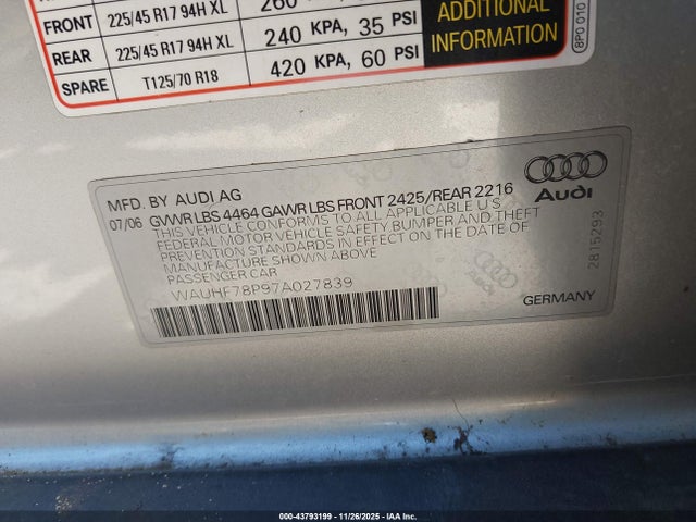 2007 AUDI A3 WAUHF78P97A027839 Photo 8