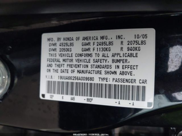 2006 ACURA TL 19UUA66256A009680 Photo 8