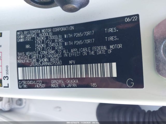 2022 TOYOTA 4RUNNER JTERU5JR8N6075583 Photo 8