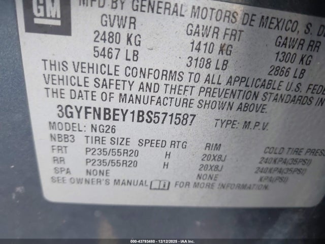 2011 CADILLAC SRX 3GYFNBEY1BS571587 Photo 8