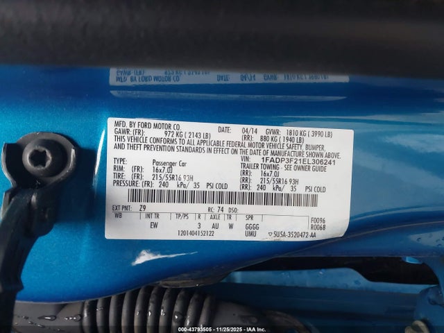 Ford FOCUS SE 2014 1FADP3F21EL306241 Image 9