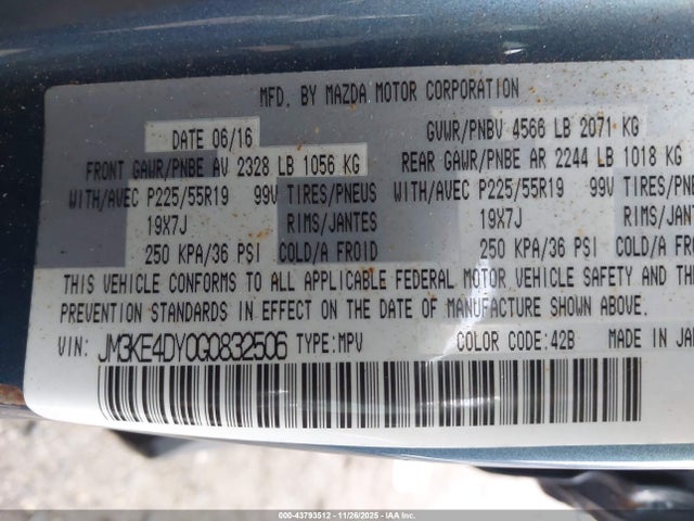 JM3KE4DY0G0832506 Mazda Cx-5 Grand Touring