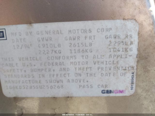 1995 CADILLAC DEVILLE 1G6KD52B5SU256268 Photo 8