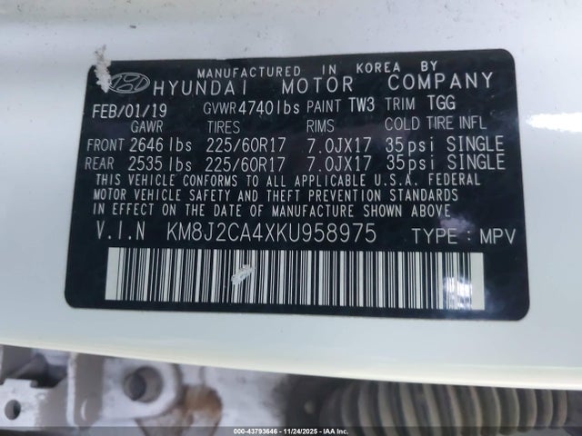 Hyundai TUCSON SE 2019 KM8J2CA4XKU958975 Image 9