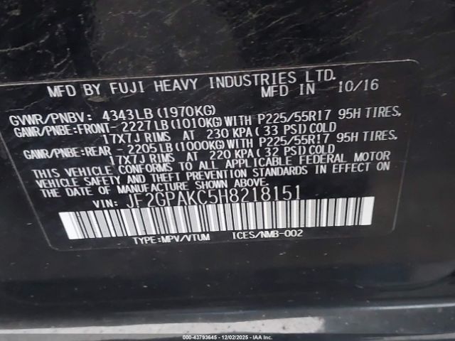 2017 SUBARU CROSSTREK JF2GPAKC5H8218151 Photo 8