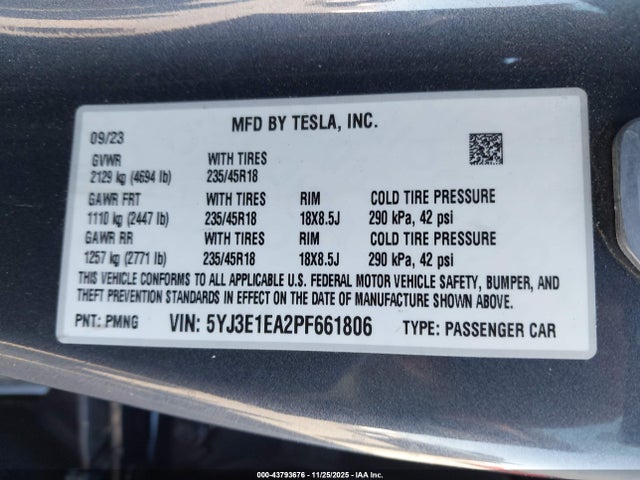 2023 TESLA MODEL 3 5YJ3E1EA2PF661806 Photo 8